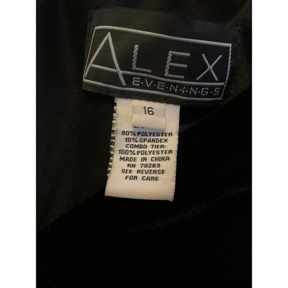 Alex Evenings Women’s Velvet Tiered Beaded V-Neck Sleeveless Midi Dress Size 16 - Picture 7 of 8